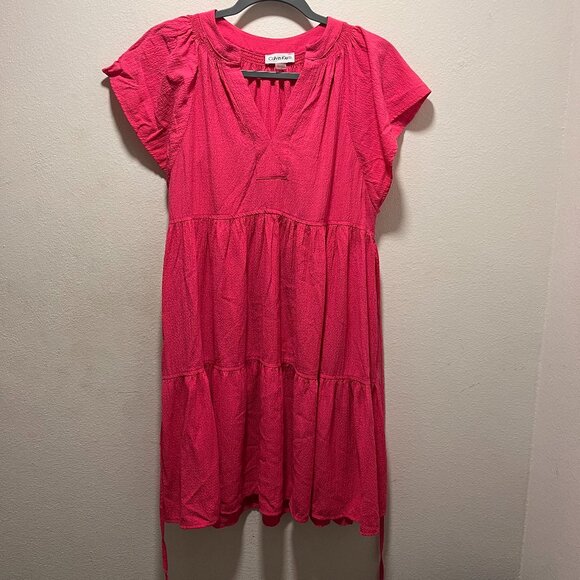 Calvin Klein Dress Women's Size 4 Pink Short Sleeve Shift - Picture 1 of 7